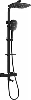 Produktbild von Mexen CQ22 Badewannen-/Brausegarnitur mit Kopfbrause und Thermostatmischer, Schwarz - 779102295-70