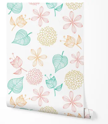 Produktbild von Selbstklebende Tapete Möbelfolie Blumen Pastell Linien Tapete Modern Wohnzimmer Schlafzimmer Küche Flur Minimalistisches Design Skandinavisch Stil Elegante Wanddeko 5m x 0,5m