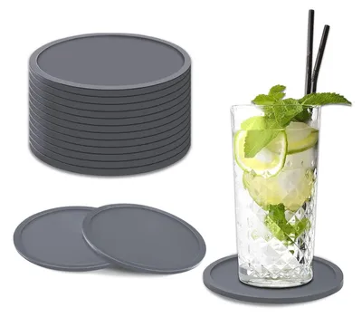 Immagine prodotto di Omgoods - Sottobicchieri in silicone rotondi per bicchieri - Resistenti al calore e antiscivolo - Confezione da 20 pezzi