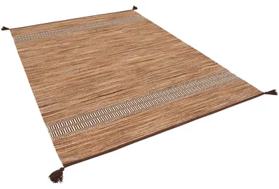 Produktbild von Natur Baumwolle Teppich Kelim Toskana, Größe:120x180 cm, Farbe:Braun