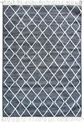 Immagine prodotto di Tappeto in cotone con motivo a croce in lana spessa, grigio scuro 160x230
