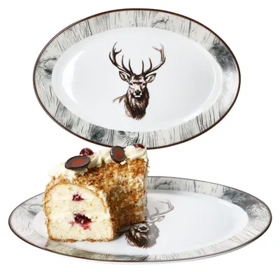 Produktbild von 2x Alois Servierplatte oval Porzellan 35,5x24,3cm Hirsch Geschirr