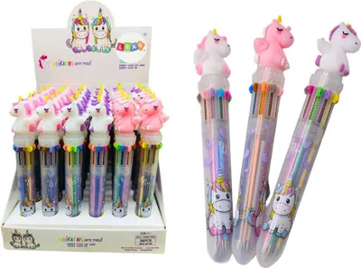 Produktbild von Multicolor Einhorn Automatik-Stift 10 Farben Mix
