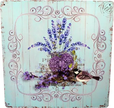 Produktbild von Shabby Blechschild Vogel & Blumen