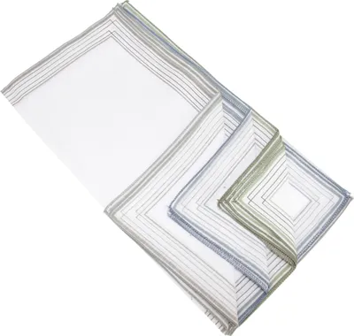 Produktbild von Herren Taschentücher mit Streifen-Bordüre, 10 Stück HAND112 (10 Stück) (Grün/Grau/Blau)