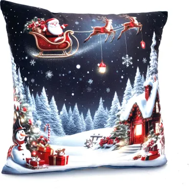 Produktbild von Heimtexland ® Weihnachtskissen Soft Velour Dekokissen Weihnachten Geschenk Deko Kissenhülle Typ652 Heiligabend
