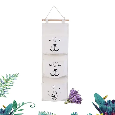 Produktbild von Wand Hängen Tasche,Hängender Organizer mit 3 Taschen,Badezimmer Hängende Tasche,Hängende Tasche für Kinder,Baby hängende Tasche,Stoff hängende Tasche,Faltbare Hängetasche