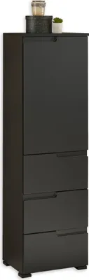 Produktbild von Midischrank SPICE Schwarz matt mit 1 Tür, 3 Schubkästen und 1 Einlegeboden
