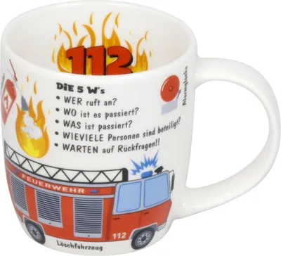 Produktbild von KÖNITZ Kinderbecher Wissensbecher "Feuerwehr" bunt / rot – 6er Vorteilset