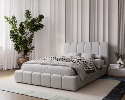 Obrázek produktu pro ADIDAR Stylová čalouněná postel Teodore 140x200 cm - s kovovým rámem, podnoží a roštem - vysoký komfort - světle šedá (Amor Velvet 4318)