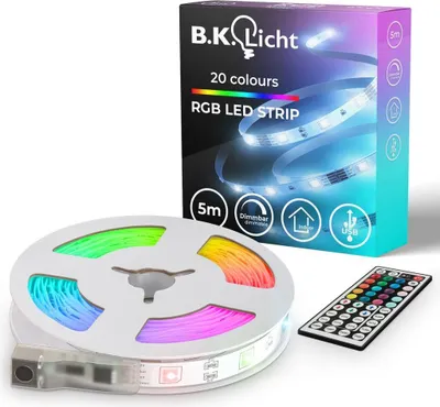 Image de B.K.Licht I 5m | ruban led interieur | Bande LED USB I Bande lumineuse I Bande LED RGB I Bande à changement de couleur I Guirlande lumineuse colorée I Bande télécommandée I Bande lumineuse autocollante