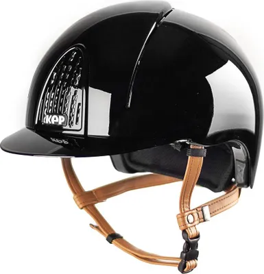 Produktbild von KEP Italia Reithelm Cromo Smart Polish black Kinnriemen beige ohne Inlay, Größe:M