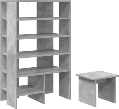 Immagine prodotto di vidaXL Scarpiera con ripiano 2 pezzi cemento grigio materiale a base di legno