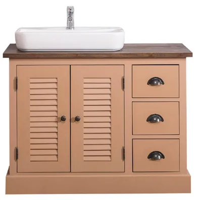 Produktbild von Casa Padrino Landhausstil Massivholz Waschbeckenschrank Braun / Dunkelbraun 100 x 51 x H. 75 cm - Landhausstil Badezimmermöbel