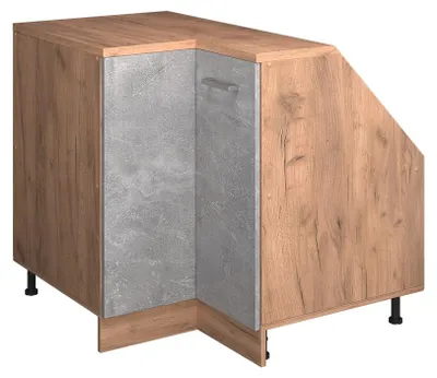 Produktbild von Eck-Küchenschrank für Dachschrägen Vicco R-Line Beton 75.6 cm mit 1 Tür, Schrankkorpus 60 cm Tiefe, Model 60009