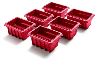 Produktbild von Mini Stollenbackformen aus ofenfestem Platinsilikon bis 230°C - Set mit 6 roten Formen, spülmaschinenfest - Silikonbackform für Ministollen und kleine Kuchen - Inklusive 4 Rezepten