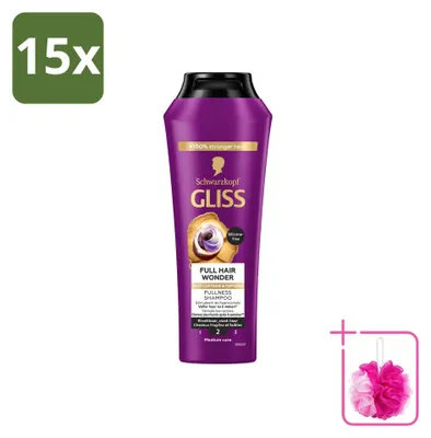 Productafbeelding van 15 x Gliss Full Hair Wonder Shampoo - 250 ml - Voordeelverpakking - 15 stuks