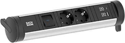 Produktbild von BACHMANN CYCLE Base 2xCEE7/3 1xSchalter 1xUSB A/C 22W 0,2m GST18