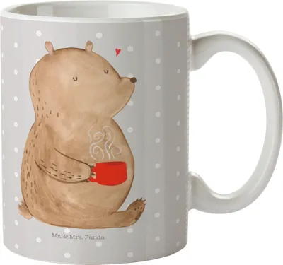Produktbild von Mr. & Mrs. Panda Pott Bär Kaffee - Grau Pastell - Geschenk, Coffee, Motivation, Mehrwegbecher, Plastikbecher, Trinklernbecher, Teddy, Kinderbecher, Bären, Haferl
