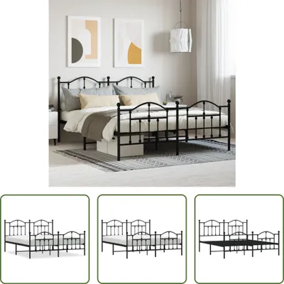 Produktbild von The Living Store Bettgestell mit Kopf- und Fußteil Metall Schwarz 180x200 cm