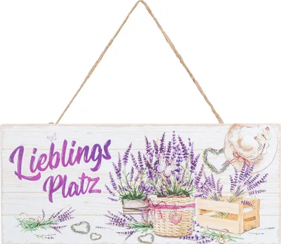 Produktbild von Metallschild Lieblingsplatz L30cm Lavendel Violett Wandbild Wanddeko Türschild