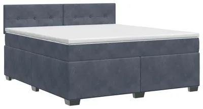 Image de vidaXL Lit boxspring avec matelas gris foncé 140 x 200 cm velours