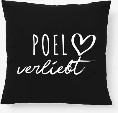 Produktbild von Huuraa Kissen Poel verliebt 40x40cm mit Füllung Black Baumwolle Dekokissen Geschenkidee