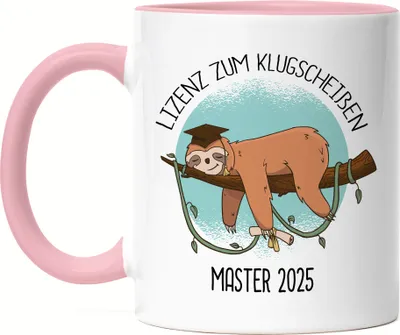 Produktbild von Master 2025 Lizenz Zum Klugscheißen Tasse Rosa Faultier Absolvent Universität