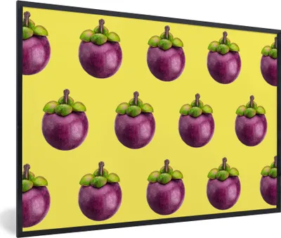 Produktbild von MuchoWow® MuchoWow® Gerahmtes Poster Obst - Lila - Muster 90x60 cm - Poster mit zchwarzem Bilderrahmen - Fotorahmen - Foto-Plakat