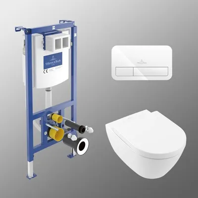Produktbild von Villeroy & Boch Subway 2.0 WC-Set mit Vorwandelement und Betätigungsplatte
