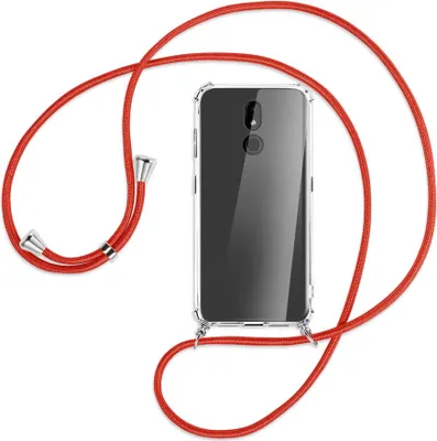Produktbild von Handykette Backcover-Schutzhülle mit Band (Metall silberfarben) für Nokia 3.2 32GB - rot