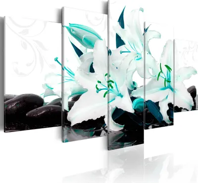 Immagine prodotto di Quadri su tela 200x100 cm b-A-0014-b-p quadro su tela non tessuta 5 pezzi stampa d'arte moderna arte murale XXL decorazione murale design quadro murale FIORI LILIEN