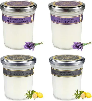 Produktbild von Unyqoos® Duftkerzen aus Sojawachs 2er-Set – Lavendel & Zitrus, ca. 100 Std. Brenndauer, Geschenkbox für Frauen (Geburtstag, Muttertag)
