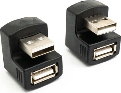 Produktbild von SYSTEM-S 2x USB 2.0 180° Adapter Typ A Stecker zu Buchse Kabel in Schwarz