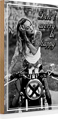 Produktbild von Holzschild Motorrad 20x30cm Bike Girl don´t worry happy