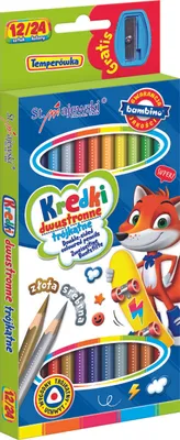 Obrázok produktu pre BAMBINO Školské trojhranné ceruzky obojstranné 12/24 farieb + orezávátko