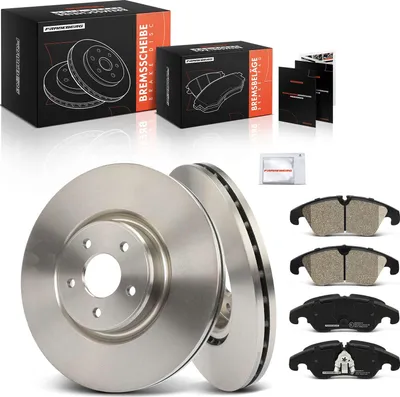 Imagen del producto de Frankberg: 2 discos de freno y 4 pastillas de freno para el eje delantero, compatibles con Ford Focus II DA DP HCP 2.5L, modelos de 2009 a 2011