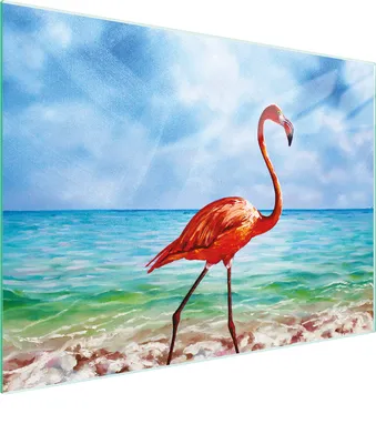 Produktbild von Schneidebrett Herdabdeckplatte Multiglasschneidplatte 30x22 cm Flamingo Meer