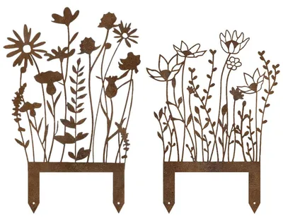 Produktbild von Gartenstecker Rost Blumenstecker 2er Set Deko für Garten Rasen Balkon