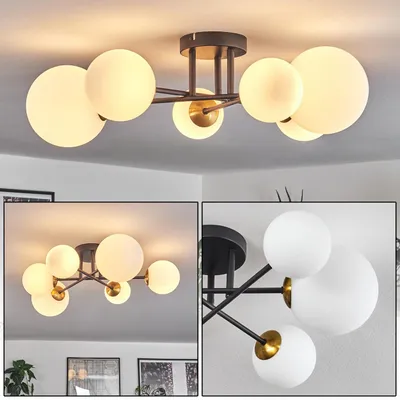 Produktbild von Isorella Deckenlampe aus Metall/Glas in Schwarz/Gold/Weiß