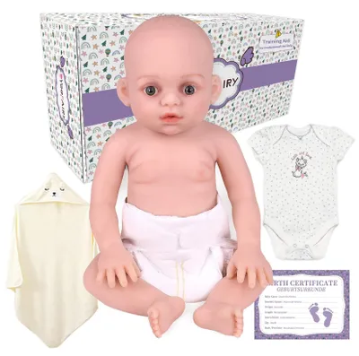 Image de Solidchoice - Poupée réaliste en silicone pour bébé, 44 cm, yeux ouverts