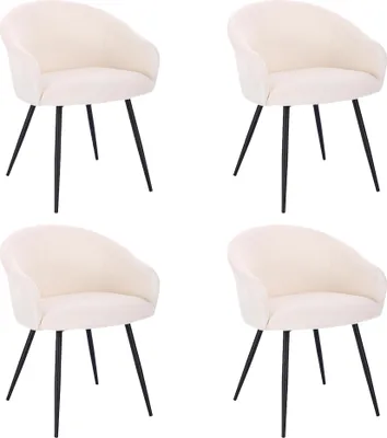 Produktbild von HOME DELUXE - Polsterstuhl CELESTE - 4 Stück, Farbe: Samt Weiß - weiche Polsterung, bis 120 kg belastbar I Küchenstuhl Speisestühle Esszimmerstühle