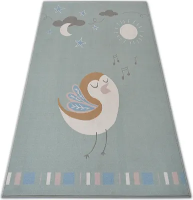 Produktbild von Teppich für Kinder LOKO Vogel grün Antirutsch  Grün 160x220 cm