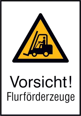 Produktbild von Warnschild Aluminium B520xH742 mm, Vorsicht Flurförderzeuge