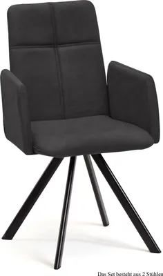 Produktbild von Armlehnstuhl drehbar (2er-Set) Desha 52x92x60 Schwarz/Anthrazit