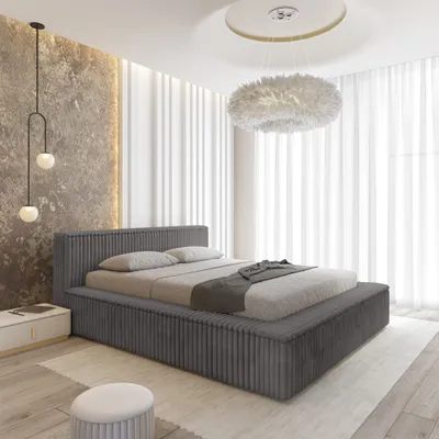 Produktbild von Polsterbett Doppelbett TULSA 180x200cm in Stoff Vito Grau