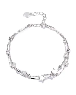 Produktbild von Damen Armband Silber mit Sternen & Kugeln verstellbar, J0758