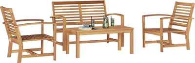 Produktbild von vidaXL Gartensofa-set 4 pcs Natur Massivholz Teak