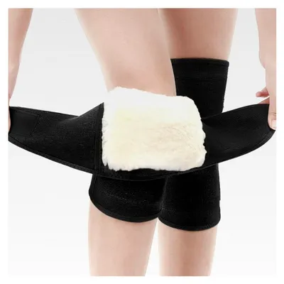 Produktbild von Elastische Kniebandage aus Wolle für den Winter, dicke Knieschützer mit Klettverschluss
