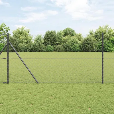 Produktbild von Sechseckzaun mit 13 Pfosten in Grau, 1 x 25 m, verzinkter Stahl, Sechseckgeflecht für Hühnerställe, Kaninchengehege und Wildschutz